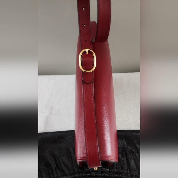 Authentic Gucci GG Marmont Red Leather Shoulder Bag Gold Hardware Gucci Handbag - Picture 14 of 14